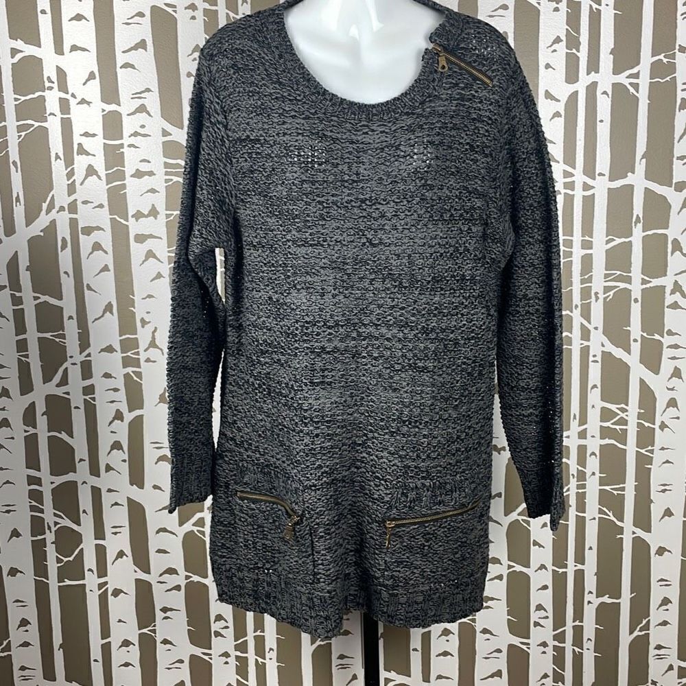 Effeci Woman Plus Size Longline Sweater 3X Charcoal Black